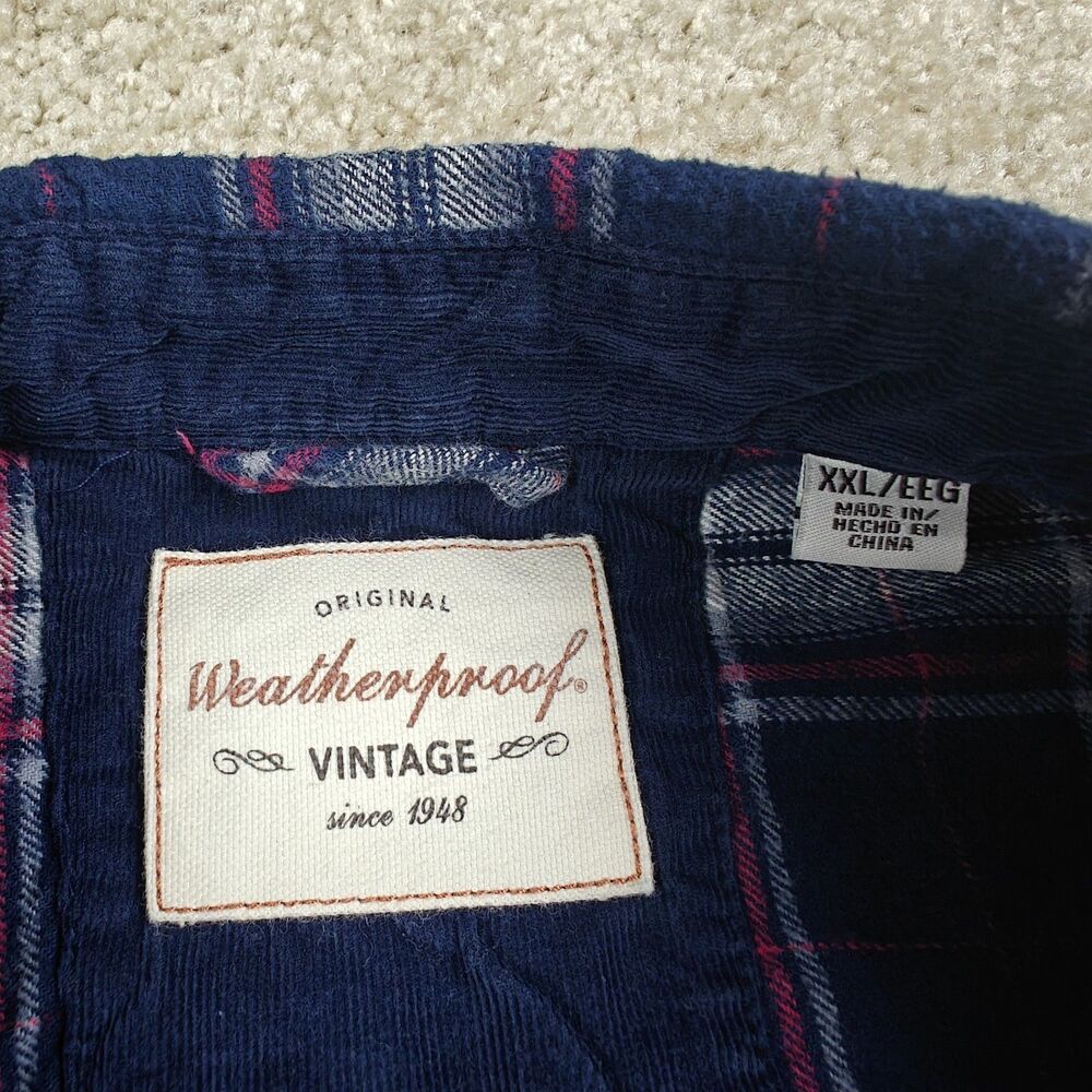 Weatherproof Plaid Flannel Shirt Men's XXL Blue Cozy Soft Utility Classic Cotton - Picture 5 of 9